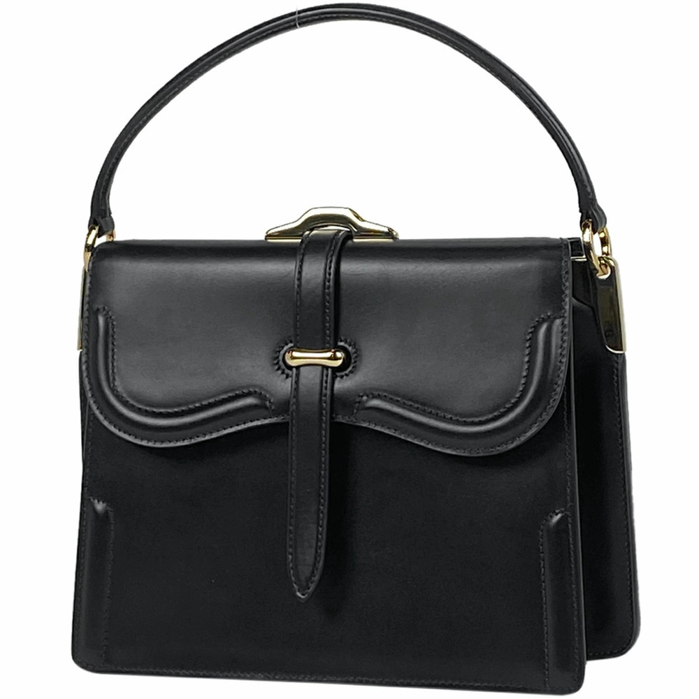 Prada Logo Handbag Double Face Leather Nero Black